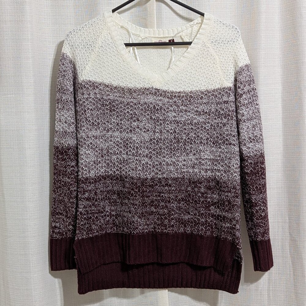 So Colorblock Knit Sweater V Neck Comfy Cozy Small Layering Relaxed Whimsigoth